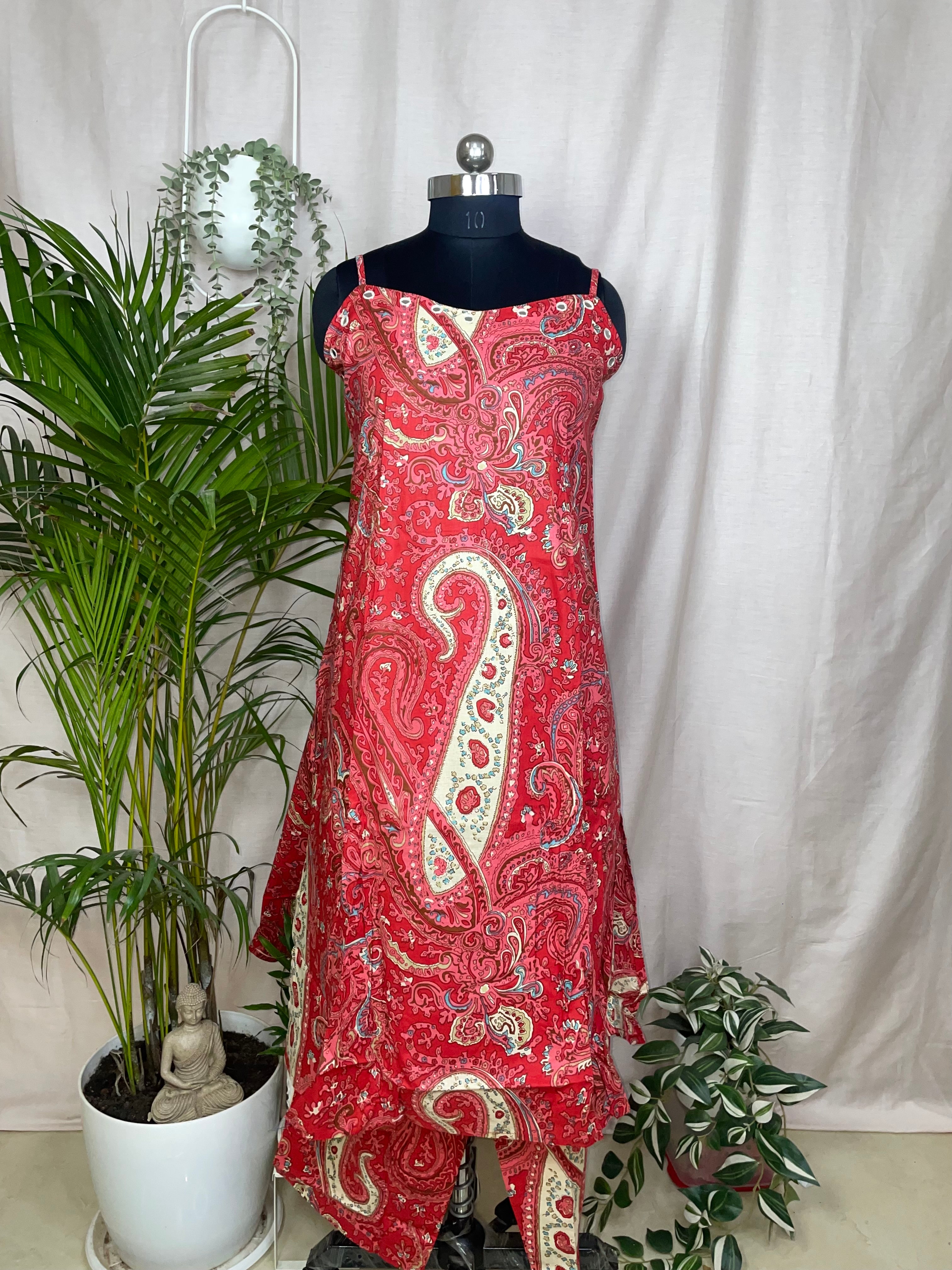 Riddhi Red Paisley 3-Piece Spaghetti  Set