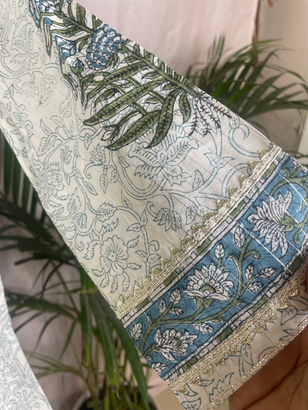 Mira Ivory Blue Sharara 3 Pcs Suit Set