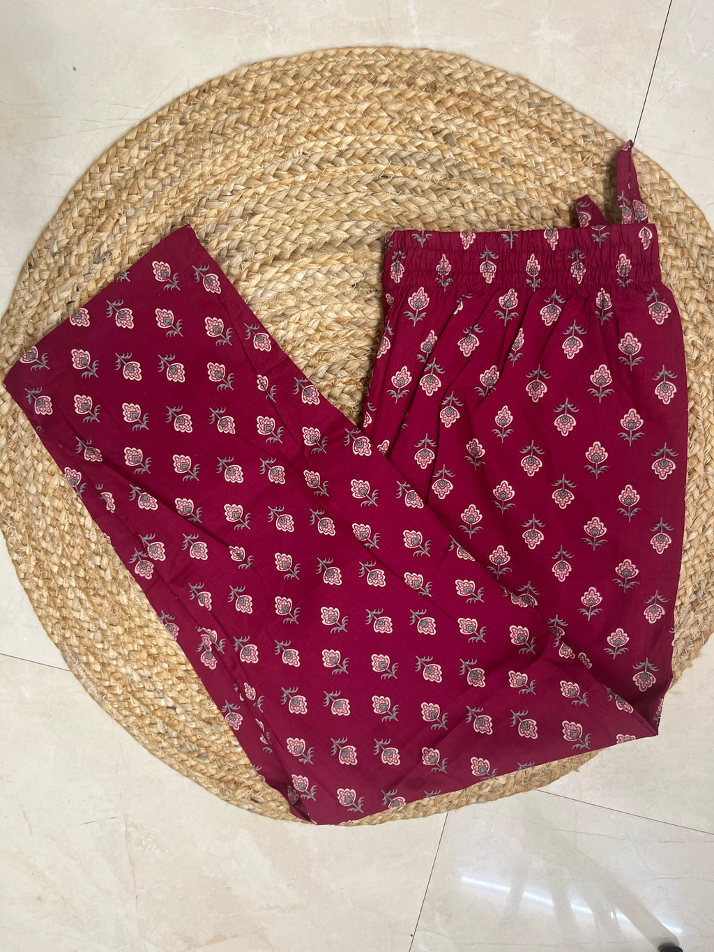 Kashvi Maroon Floral Cotton 3 Pcs Suit Set