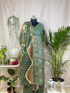 Navya Teal Green Cotton 3 Pcs Suit Set