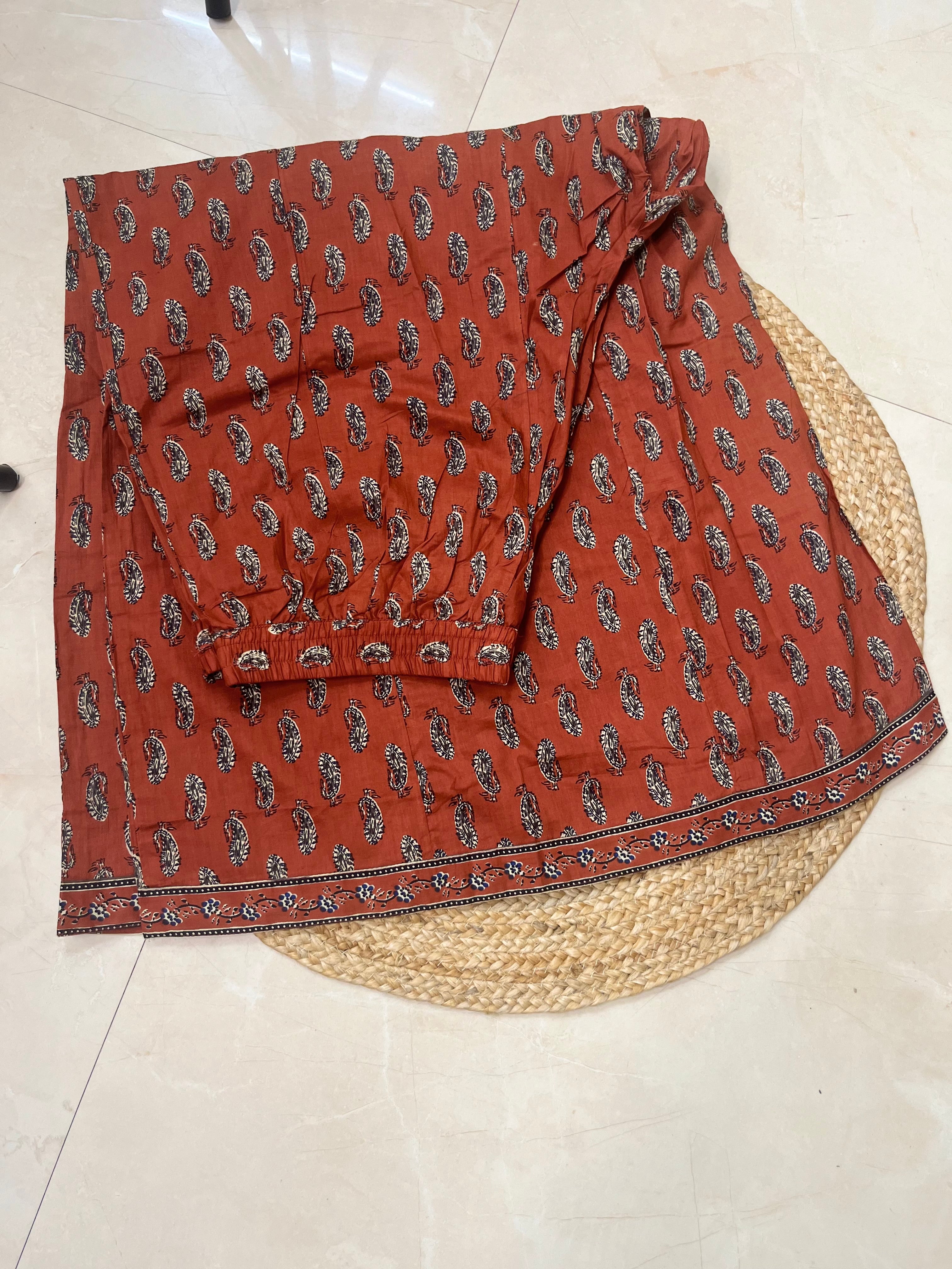 Aarna Terracotta Paisley Cotton 3 Pcs Suit Set