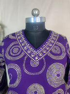Jheel Purple Circle Cotton 3 Pcs Suit Set