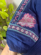 Royal Blue Tassel Cotton Short Kurti