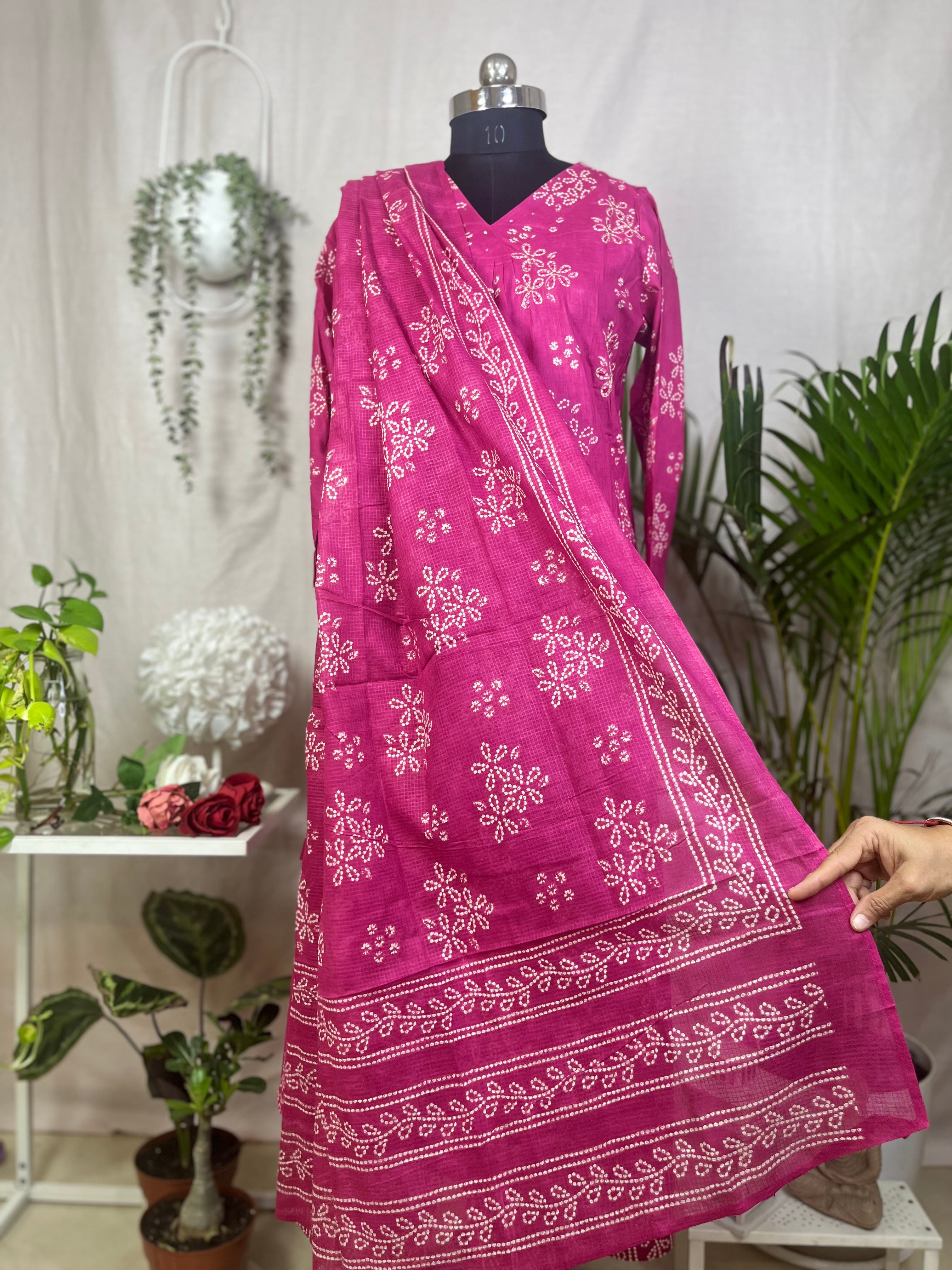 Mishri Rani Pink Cotton 3 Pcs Suit Set