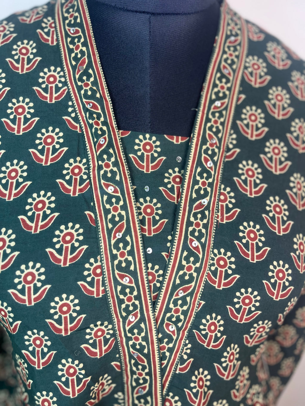 Emerald Paisley Hand Block Cotton Short Kurti