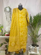 Mahi Mustard Circle Cotton 3 Pcs Suit Set