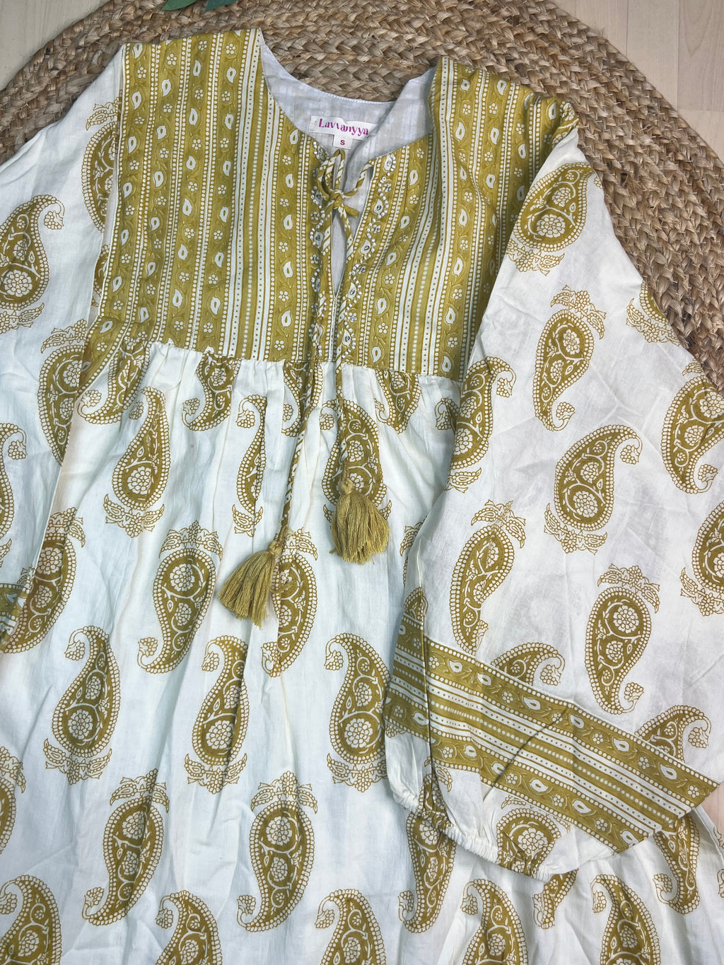 Lemon Paisley Top, Short Kurti