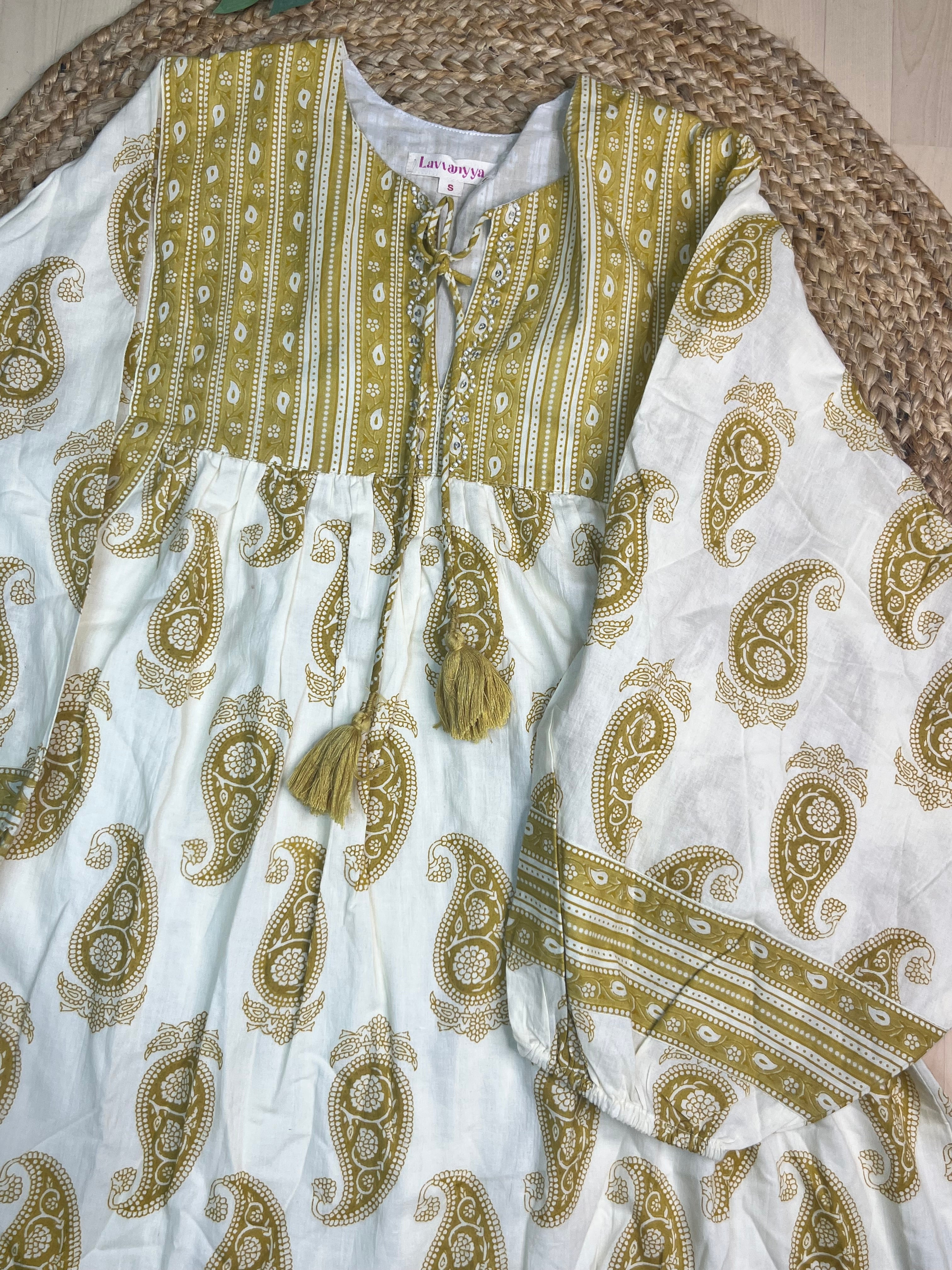Lemon Paisley Top, Short Kurti