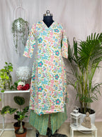 Ishvi Ivory Aqua Cotton 3 Pcs Suit Set