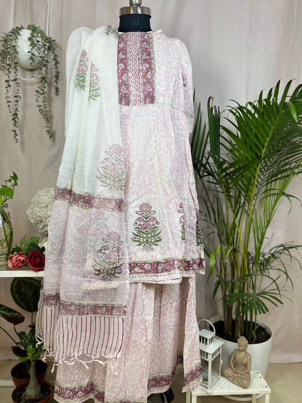Mira Ivory Pink  Sharara 3 Pcs Suit Set