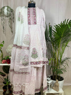 Mira Ivory Pink  Sharara 3 Pcs Suit Set